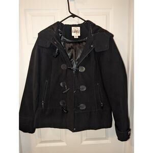 Hydraulic Jeans womens XL peacoat jacket overcoat black hoodie Hooded
